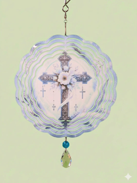 Blue Cross Wind Spinner